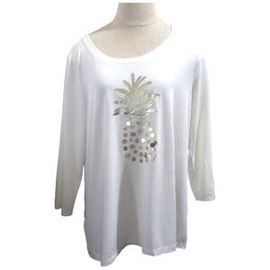CT1735 Tommy Bahama White with Gold Pineapple T-shirt M